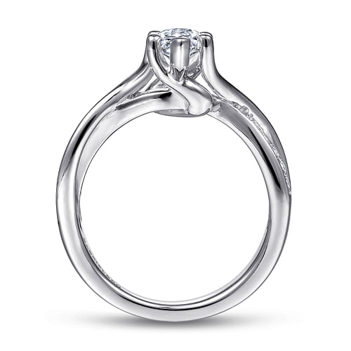 Aleesa - 14K White Gold Twisted Marquise Shape Diamond Engagement Ring - 0.15 ct - Shot 2