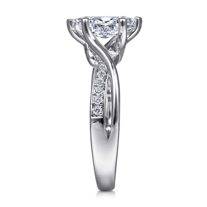 Aleesa - 14K White Gold Twisted Marquise Shape Diamond Engagement Ring