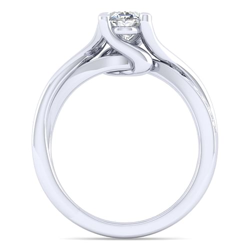 Aleesa - 14K White Gold Twisted Oval Diamond Engagement Ring - 0.15 ct - Shot 2
