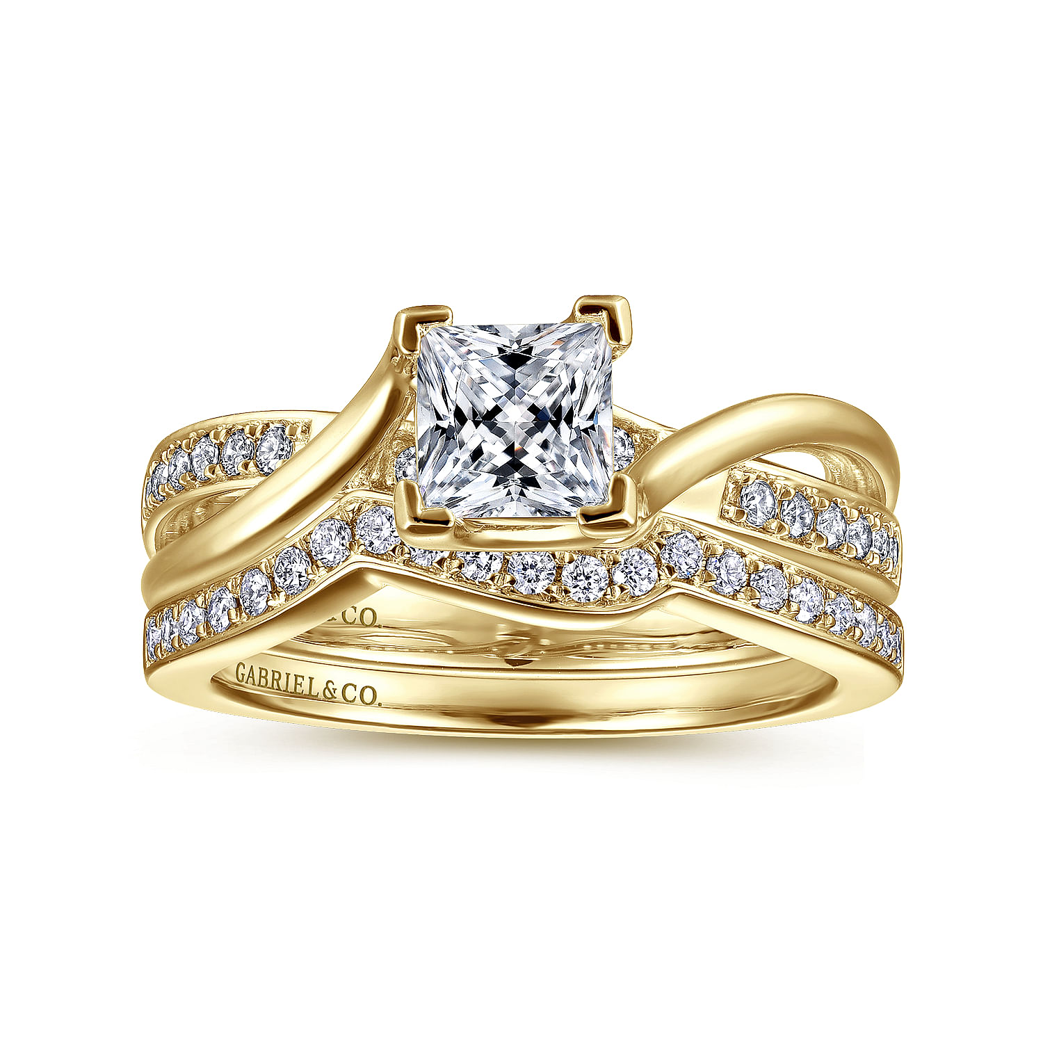 Aleesa - 14K Yellow Gold Princess Cut Twisted Diamond Engagement Ring - 0.11 ct - Shot 4