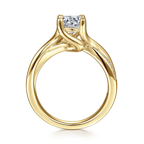 Aleesa - 14K Yellow Gold Round Diamond Twisted Engagement Ring - 0.14 ct - Shot 2