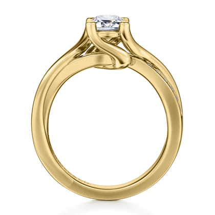 Aleesa - 14K Yellow Gold Twisted Emerald Cut Diamond Engagement Ring