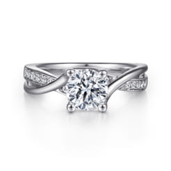 Aleesa - Platinum Round Bypass Diamond Engagement Ring