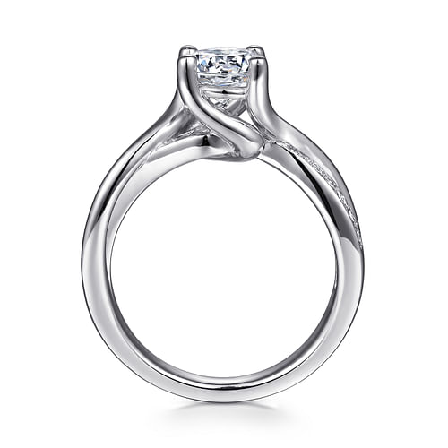 Aleesa - Platinum Round Bypass Diamond Engagement Ring - 0.14 ct - Shot 2