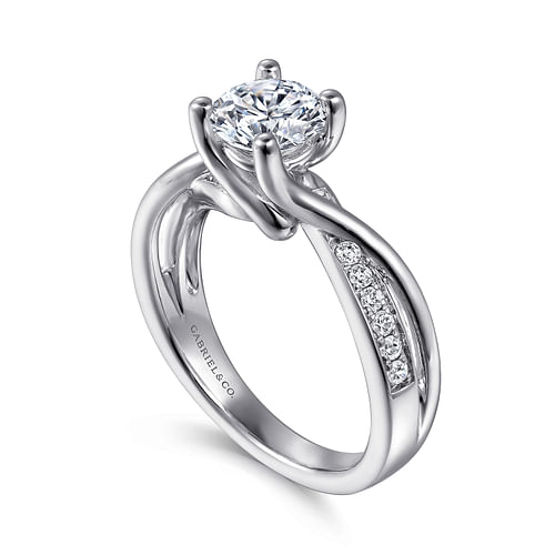 Aleesa - Platinum Round Bypass Diamond Engagement Ring - 0.14 ct - Shot 3