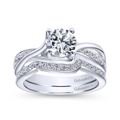 Aleesa - Platinum Round Bypass Diamond Engagement Ring