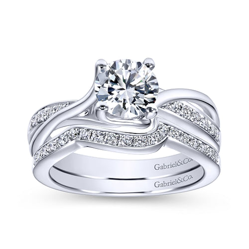 Aleesa - Platinum Round Bypass Diamond Engagement Ring - 0.14 ct - Shot 4