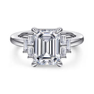 Alejandra - 14K White Gold Emerald Cut Diamond Engagement Ring