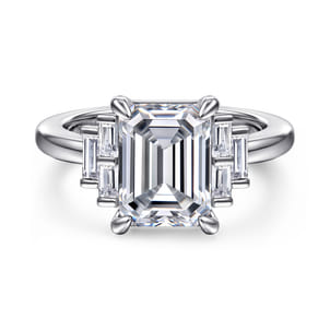 Alejandra - 14K White Gold Emerald Cut Diamond Engagement Ring