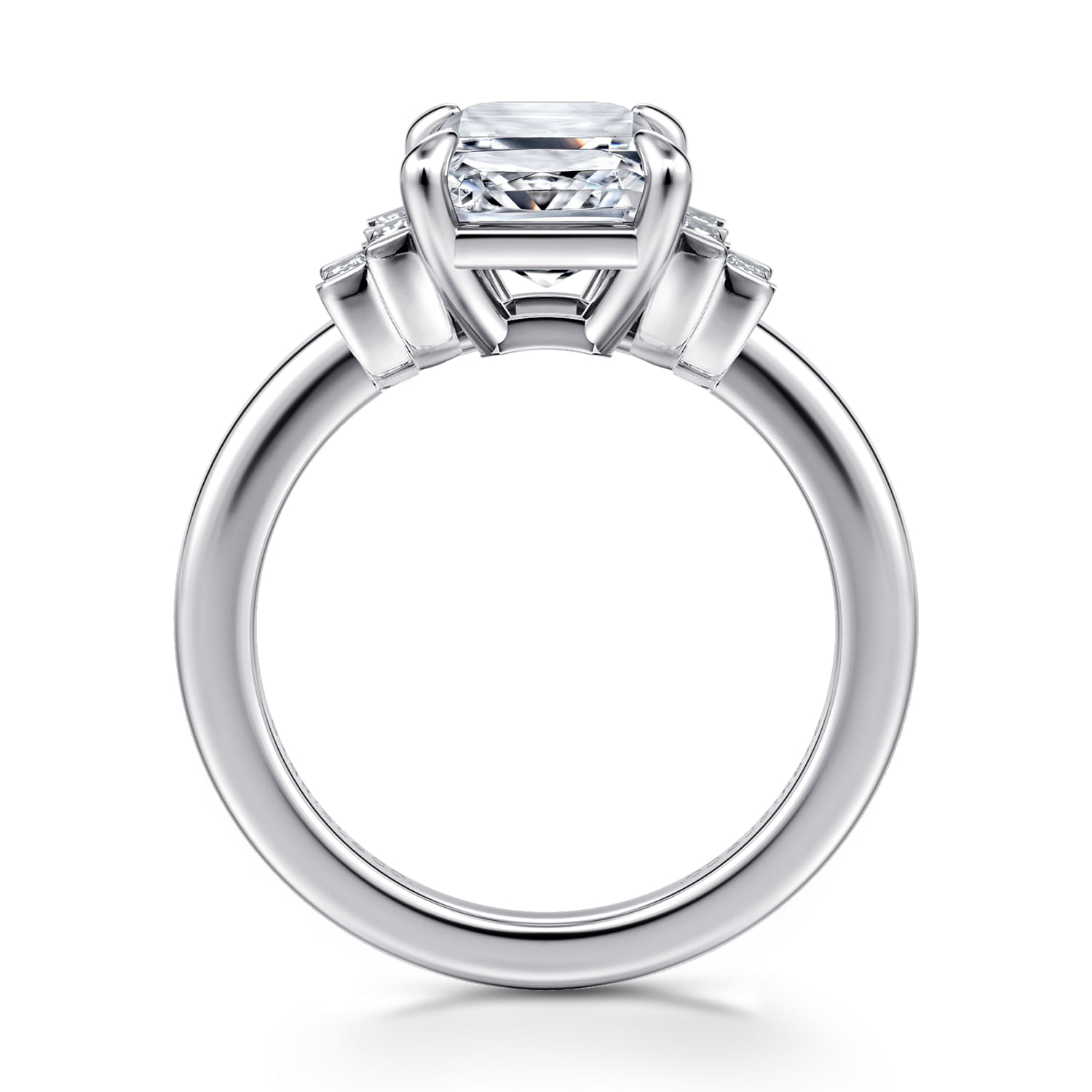Alejandra - 14K White Gold Emerald Cut Diamond Engagement Ring