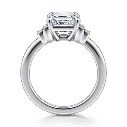 Alejandra - 14K White Gold Emerald Cut Diamond Engagement Ring