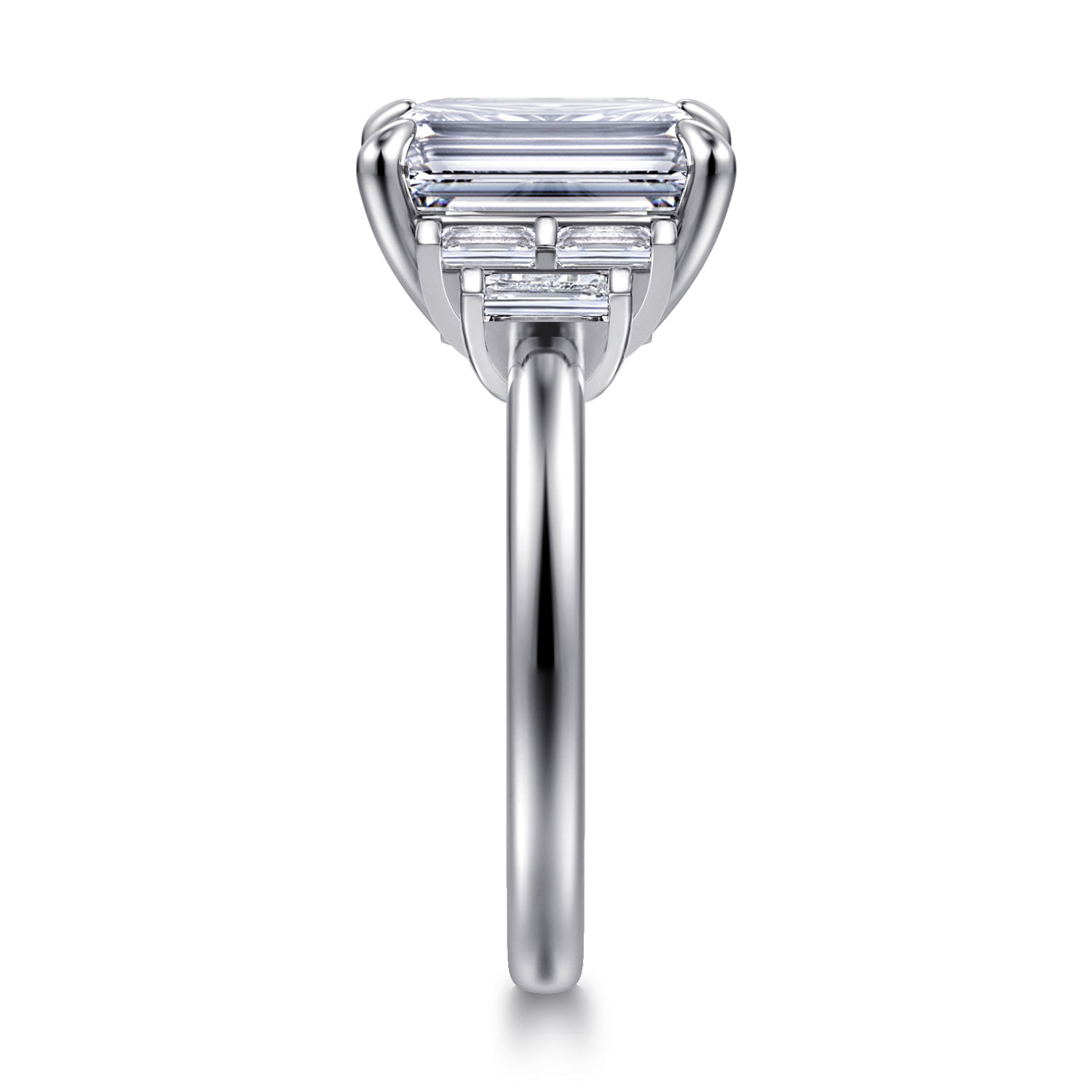 Alejandra - 14K White Gold Emerald Cut Diamond Engagement Ring