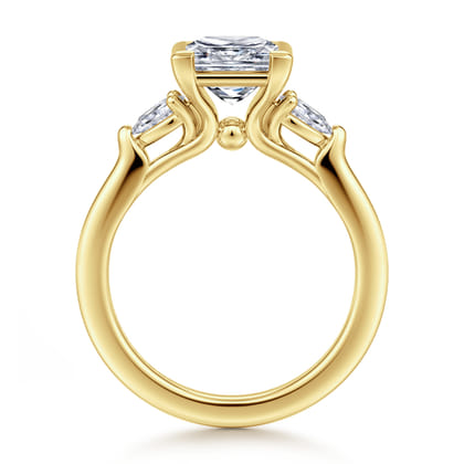 Alesandra - 14K Yellow Gold Half Bezel Princess Cut Three Stone Diamond Engagement Ring