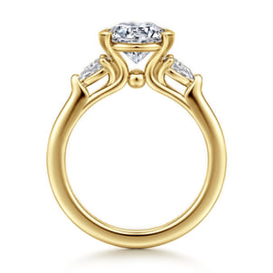 Alesandra - 14K Yellow Gold Half Bezel Round Three Stone Diamond Engagement Ring