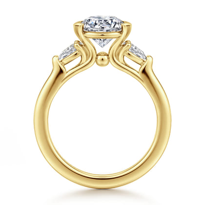 Alesandra - 14K Yellow Gold Half Bezel Round Three Stone Diamond Engagement Ring