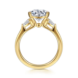 Alesandra - 14K Yellow Gold Half Bezel Round Three Stone Diamond Engagement Ring