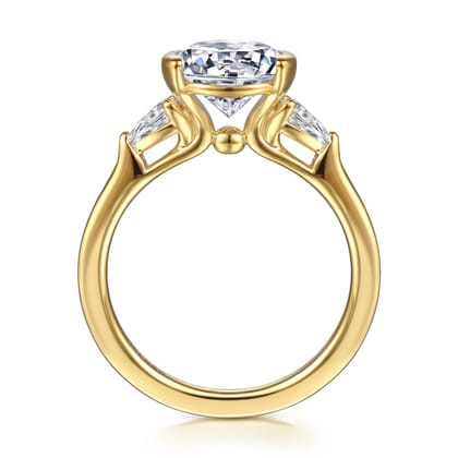Alesandra - 14K Yellow Gold Half Bezel Three Stone Round Diamond Engagement Ring