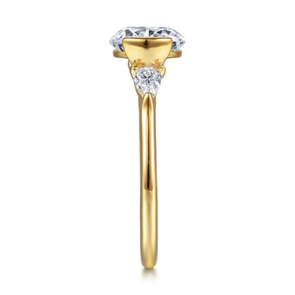 Alesandra - 14K Yellow Gold Half Bezel Three Stone Round Diamond Engagement Ring