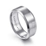 Alexander - 14K White Gold 8mm - Beveled Edge Men's Wedding Band in Satin Finish