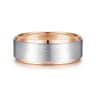 Alexander - 14K White-Rose Gold 8mm - Two Tone Beveled Edge Men's Wedding Band in Satin Finish