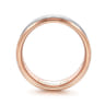 Alexander - 14K White-Rose Gold 8mm - Two Tone Beveled Edge Men's Wedding Band in Satin Finish