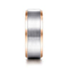 Alexander - 14K White-Rose Gold 8mm - Two Tone Beveled Edge Men's Wedding Band in Satin Finish