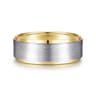 Alexander - 14K White-Yellow Gold 8mm - Two Tone Beveled Edge Men's Wedding Band in Satin Finish
