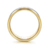 Alexander - 14K White-Yellow Gold 8mm - Two Tone Beveled Edge Men's Wedding Band in Satin Finish