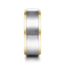 Alexander - 14K White-Yellow Gold 8mm - Two Tone Beveled Edge Men's Wedding Band in Satin Finish
