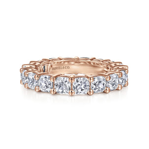 Alexi - 14K Rose Gold Cushion Cut Shared Prong Diamond Eternity Band
