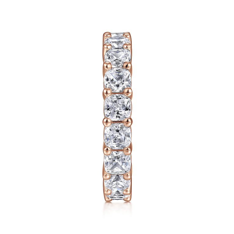 Eternity Band Wedding Ring in 14k Rose Gold with Cushion Cut Natural Diamond at Gabriel & Co. - Shot 4