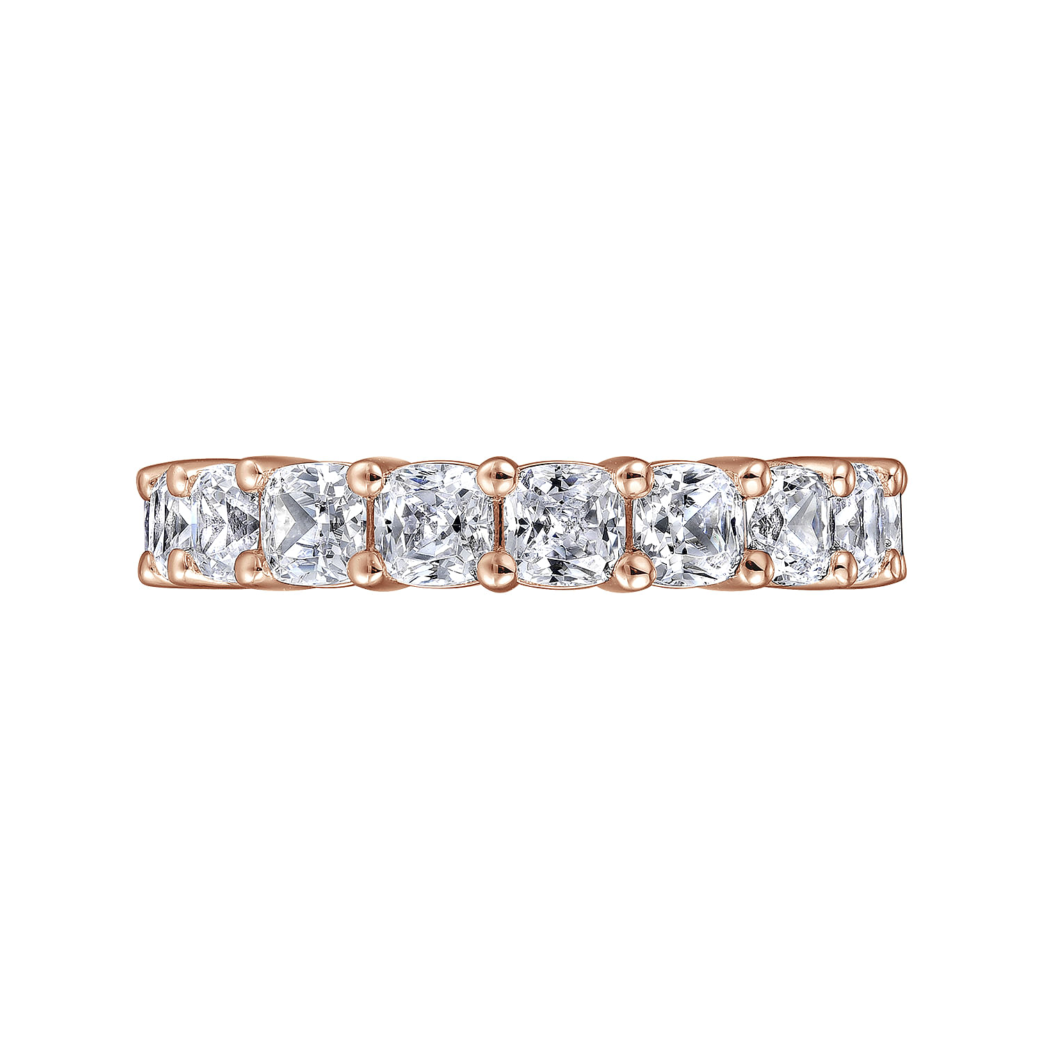 Alexi - 14K Rose Gold Cushion Cut Shared Prong Diamond Eternity Band