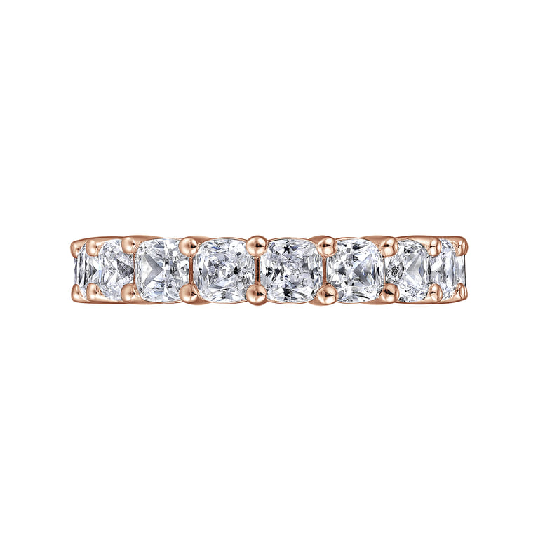 Eternity Band Wedding Ring in 14k Rose Gold with Cushion Cut Natural Diamond at Gabriel & Co. - Shot 5