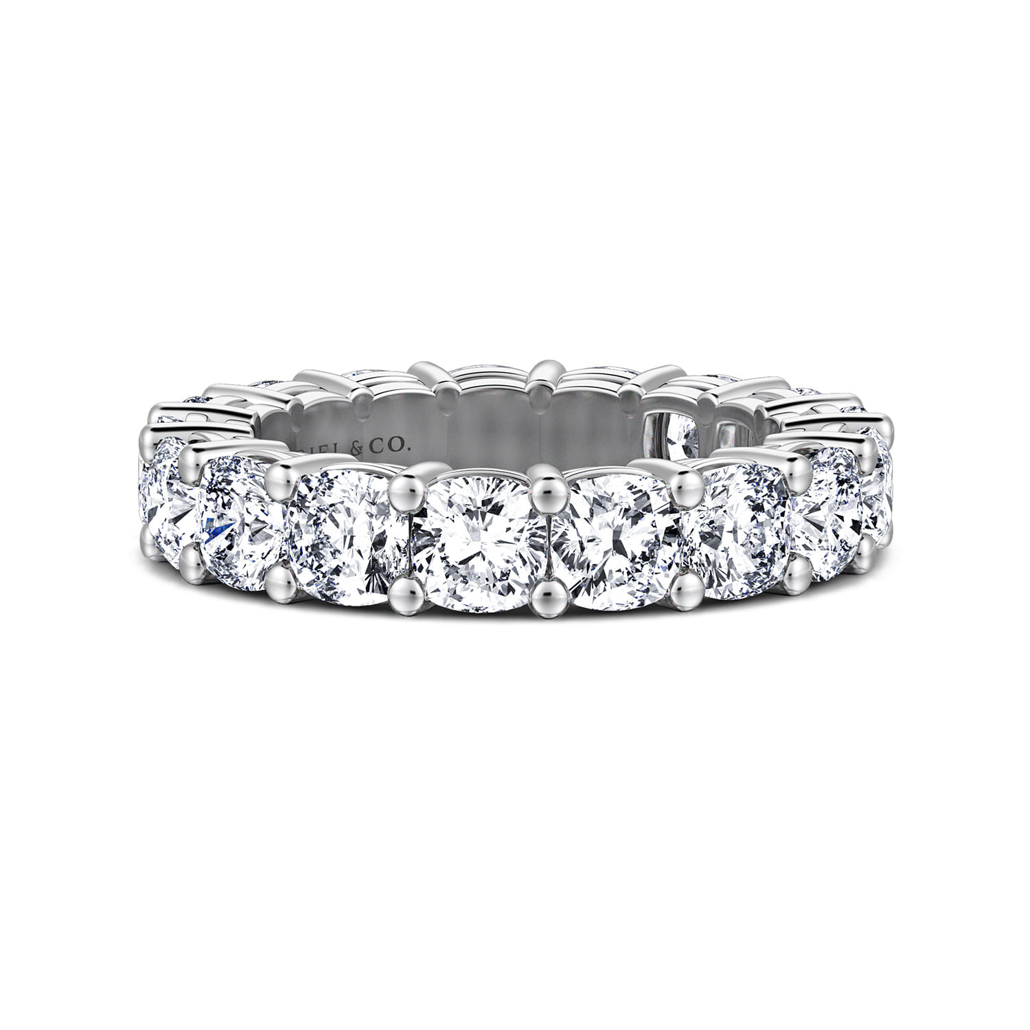 Eternity Band Wedding Ring in 14k White Gold with Cushion Cut Natural Diamond at Gabriel & Co. - Shot 1