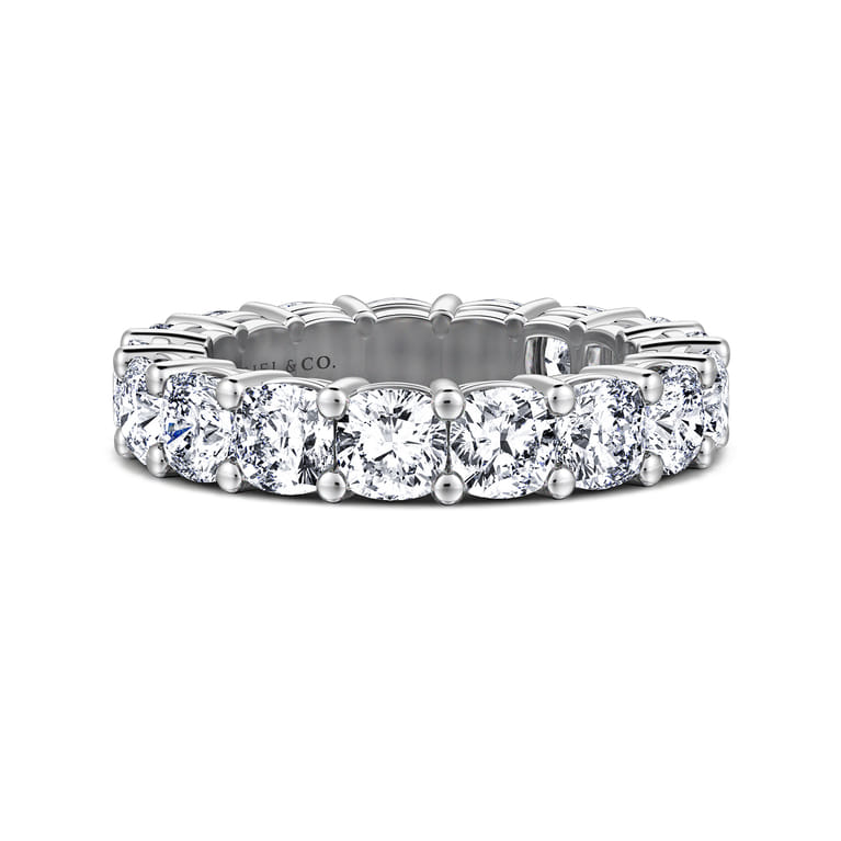 Eternity Band Wedding Ring in 14k White Gold with Cushion Cut Natural Diamond at Gabriel & Co. - Shot 1