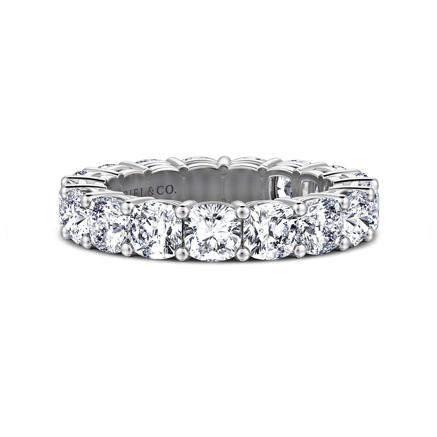 Eternity Band Wedding Ring in 14k White Gold with Cushion Cut Natural Diamond at Gabriel & Co. - Shot 1