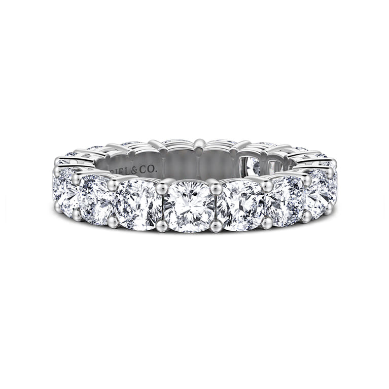 Eternity Band Wedding Ring in 14k White Gold with Cushion Cut Natural Diamond at Gabriel & Co. - Shot 1