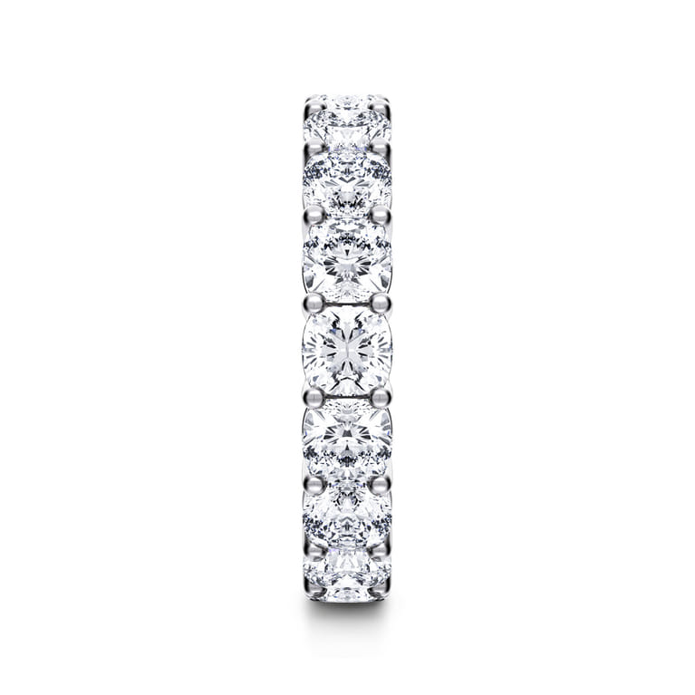 Eternity Band Wedding Ring in 14k White Gold with Cushion Cut Natural Diamond at Gabriel & Co. - Shot 4