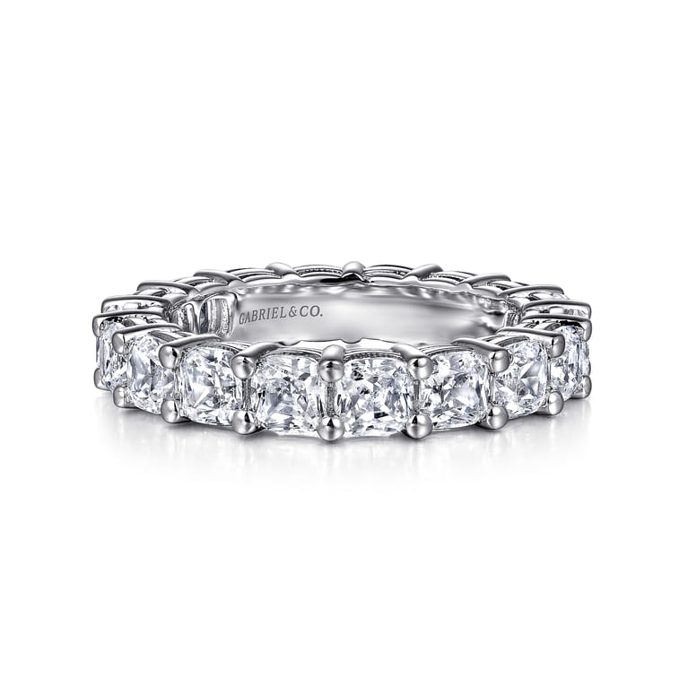 Eternity Band Wedding Ring in 14k White Gold with Cushion Cut Natural Diamond at Gabriel & Co. - Shot 1