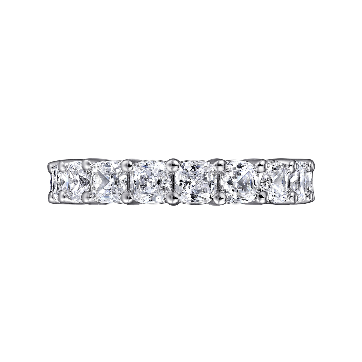 Eternity Band Wedding Ring in 14k White Gold with Cushion Cut Natural Diamond at Gabriel & Co. - Shot 6