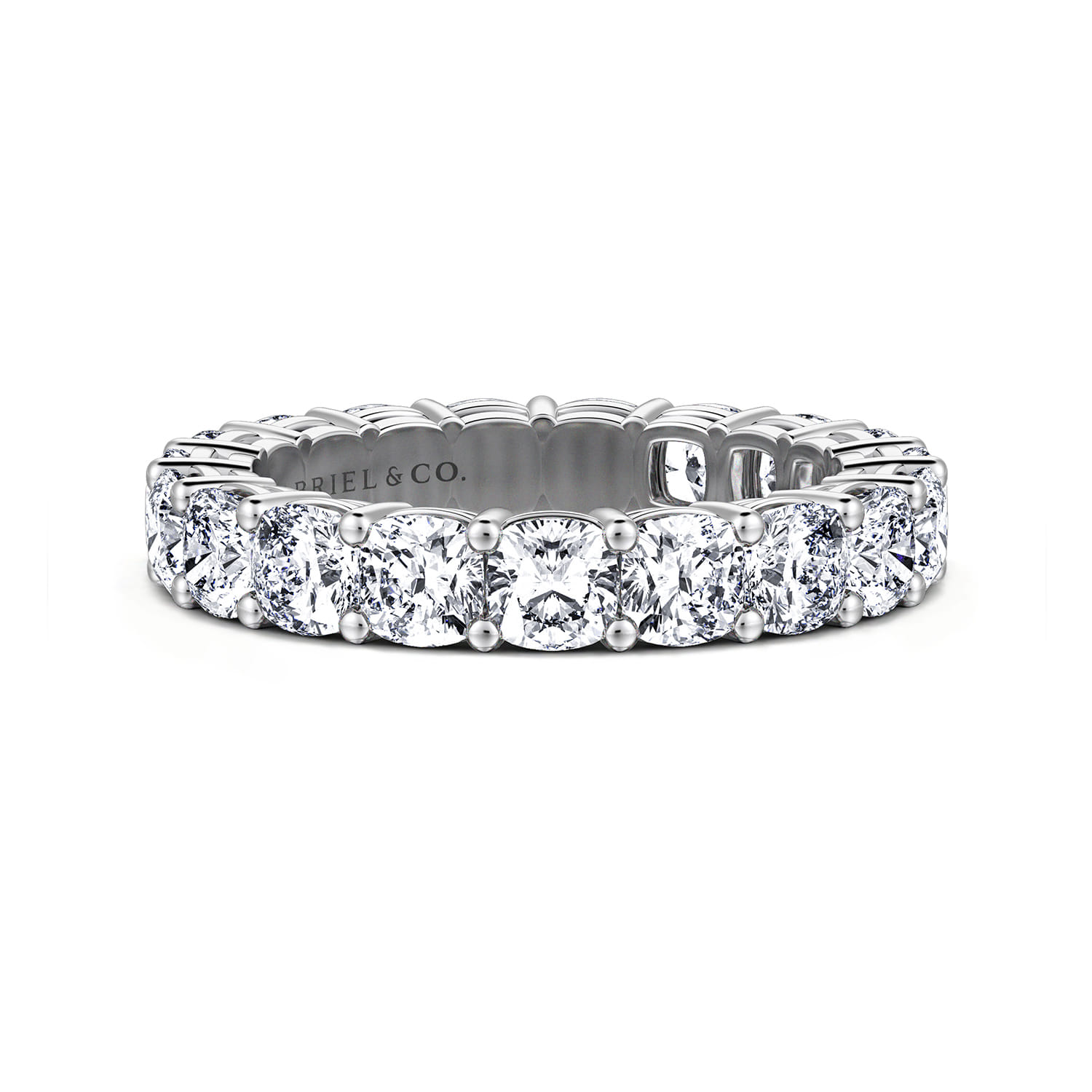 Eternity Band Wedding Ring in 14k White Gold with Cushion Cut Natural Diamond at Gabriel & Co. - Shot 1