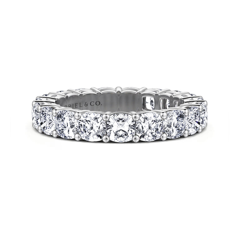 Eternity Band Wedding Ring in 14k White Gold with Cushion Cut Natural Diamond at Gabriel & Co. - Shot 1