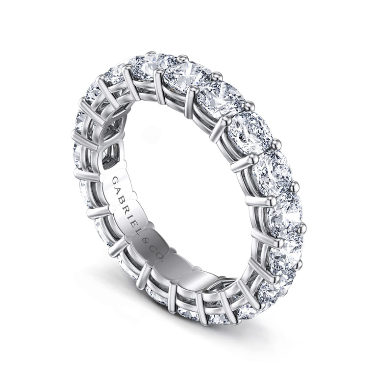 Eternity Band Wedding Ring in 14k White Gold with Cushion Cut Natural Diamond at Gabriel & Co. - Shot 3