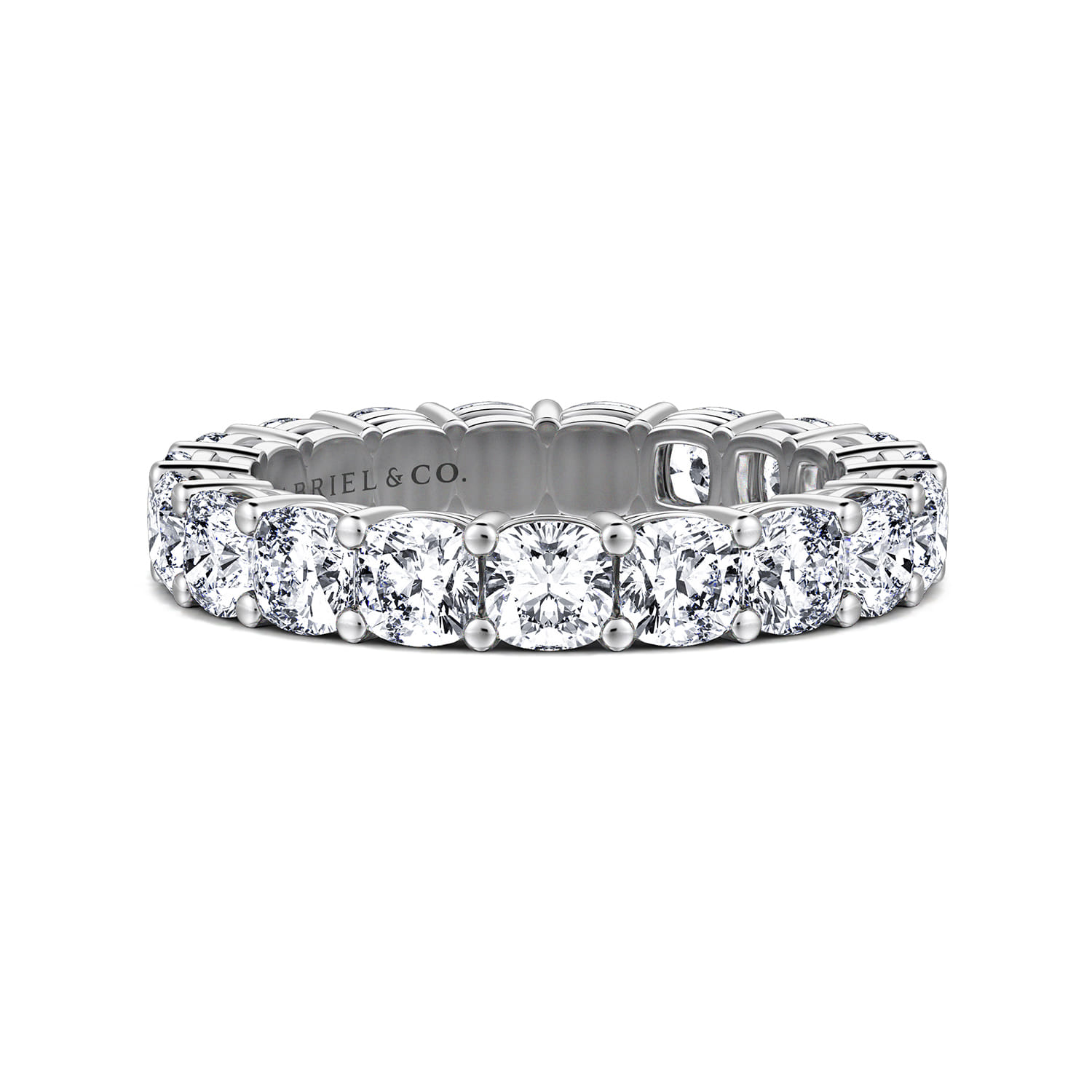 Eternity Band Wedding Ring in 14k White Gold with Cushion Cut Natural Diamond at Gabriel & Co. - Shot 1