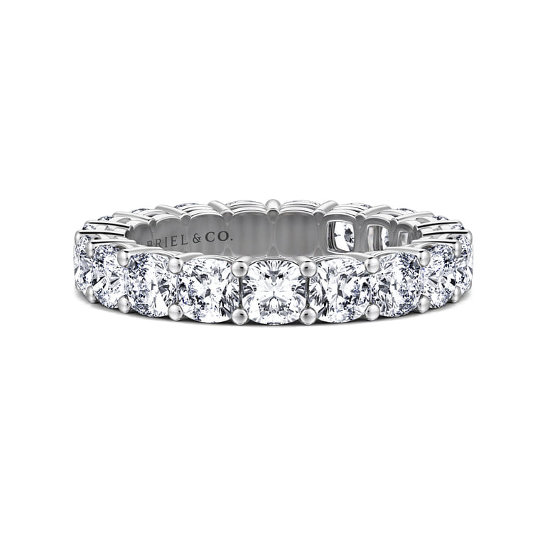 Eternity Band Wedding Ring in 14k White Gold with Cushion Cut Natural Diamond at Gabriel & Co. - Shot 1