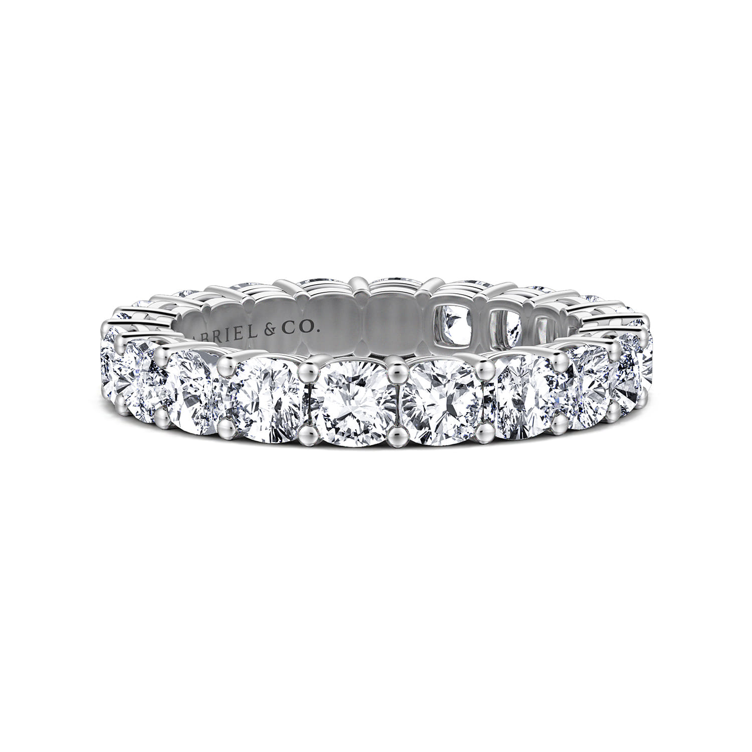 Eternity Band Wedding Ring in 14k White Gold with Cushion Cut Natural Diamond at Gabriel & Co. - Shot 1
