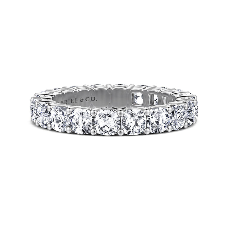 Eternity Band Wedding Ring in 14k White Gold with Cushion Cut Natural Diamond at Gabriel & Co. - Shot 1
