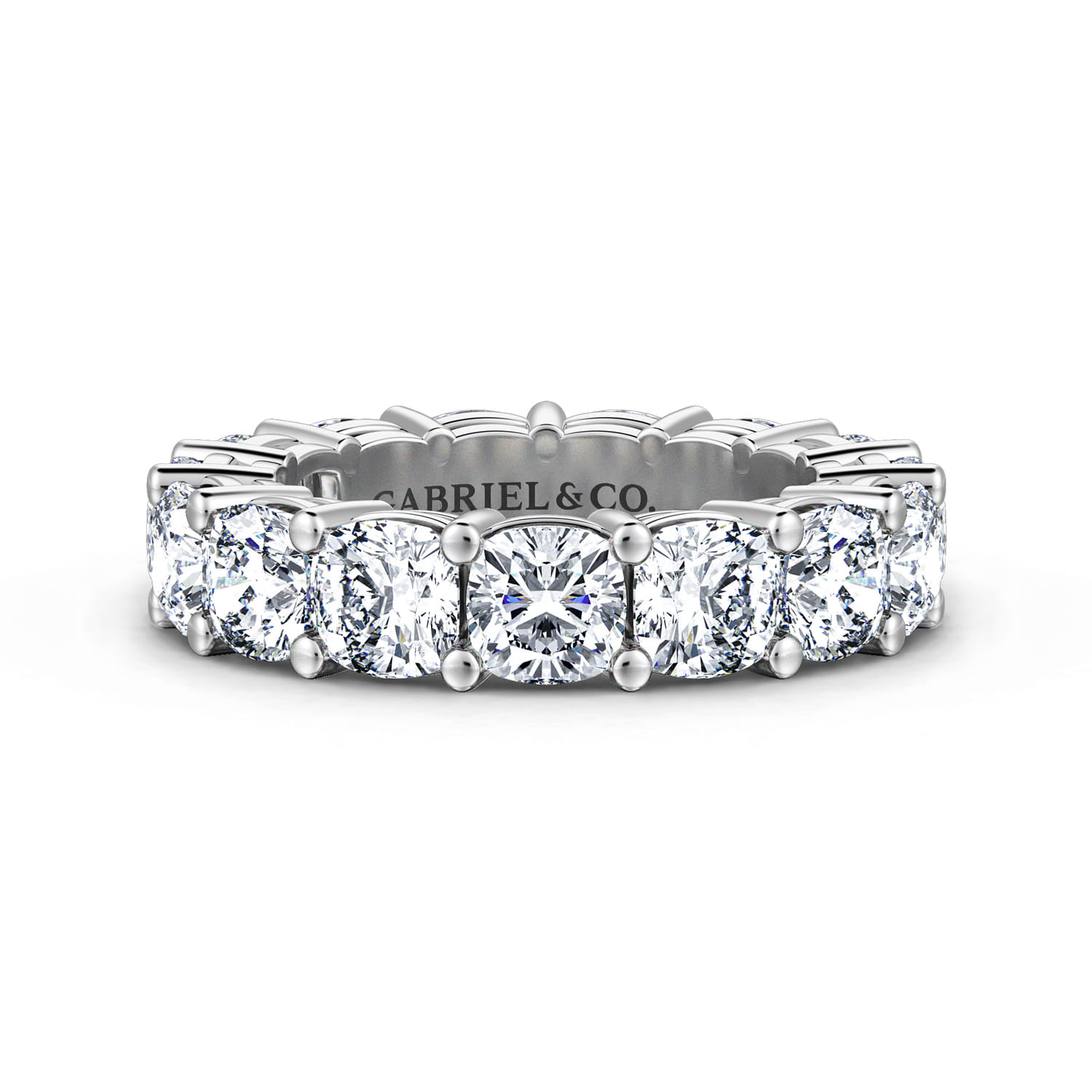 Eternity Band Wedding Ring in 14k White Gold with Cushion Cut Natural Diamond at Gabriel & Co. - Shot 1