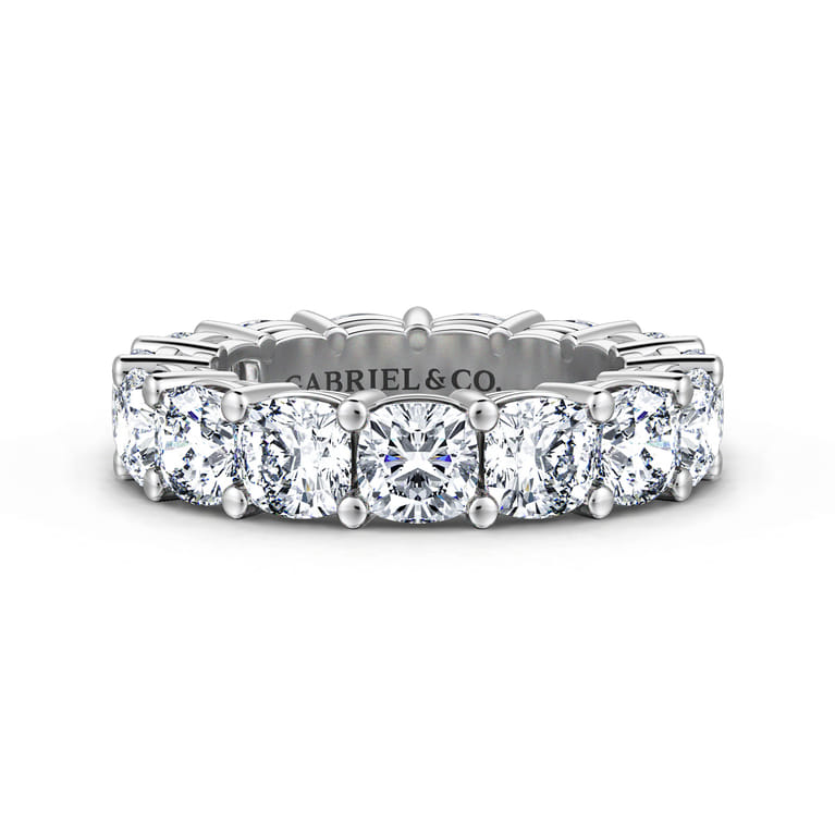 Eternity Band Wedding Ring in 14k White Gold with Cushion Cut Natural Diamond at Gabriel & Co. - Shot 1