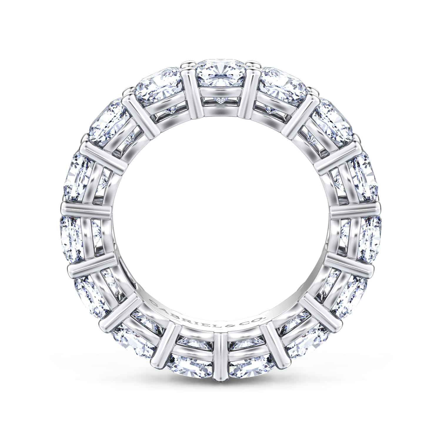 Eternity Band Wedding Ring in 14k White Gold with Cushion Cut Natural Diamond at Gabriel & Co. - Shot 2